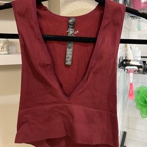 burgundy plunging racerback bra top